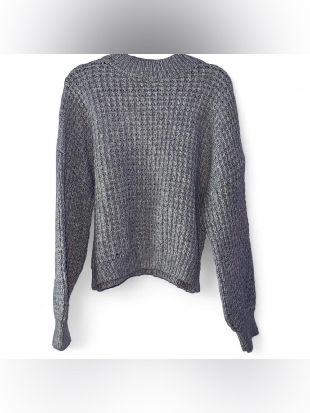 SO Charcoal Gray Waffle Knit Crewneck Sweater size L